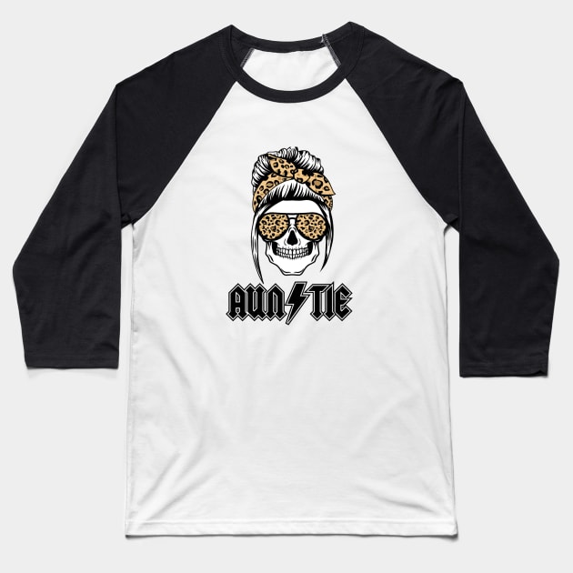 Skull Mom AC/DC-Auntie Baseball T-Shirt by Tersanjung Rocks Moms666